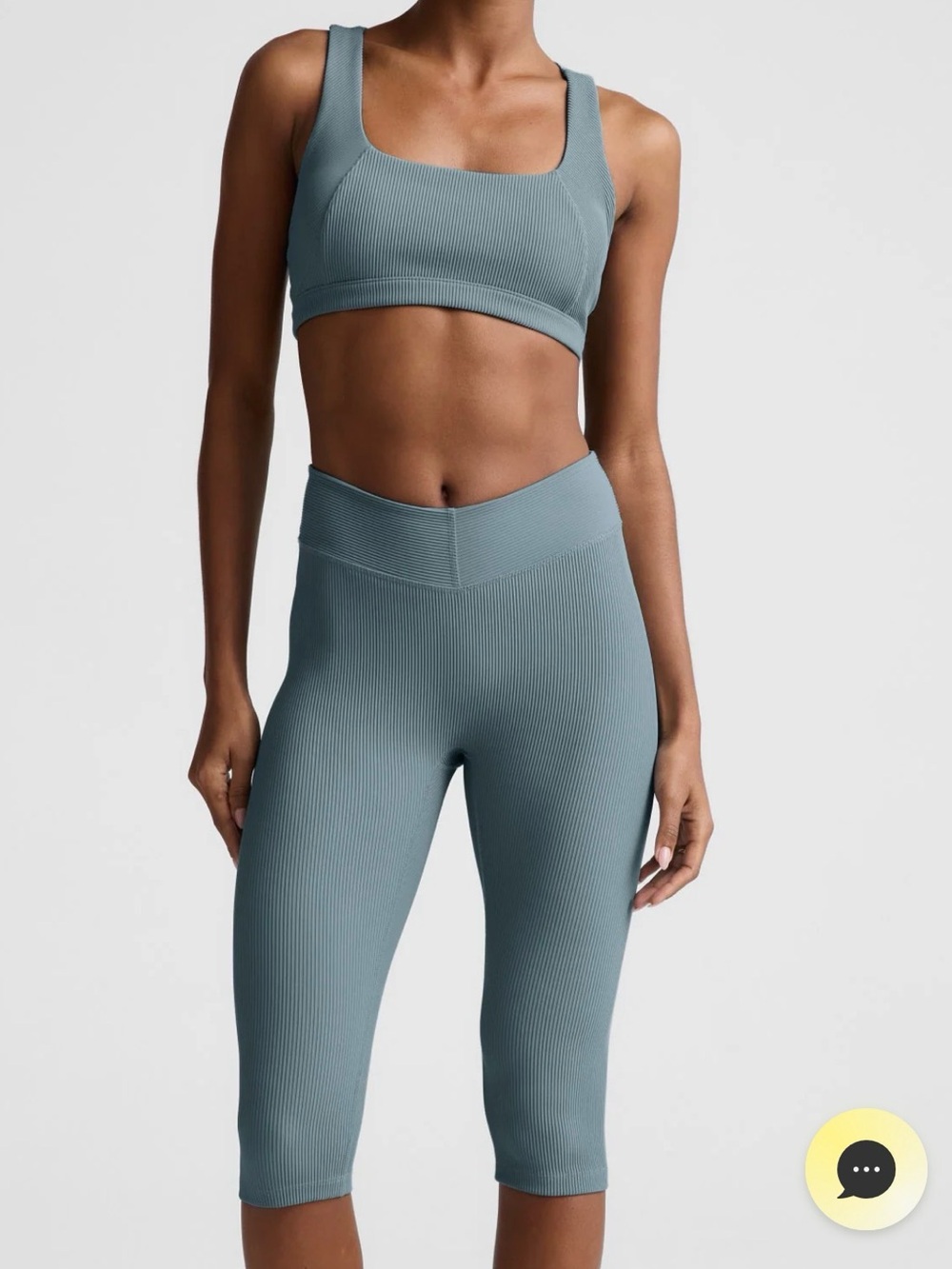 Beyond Yoga Navy Ribbed Capri Leggings
